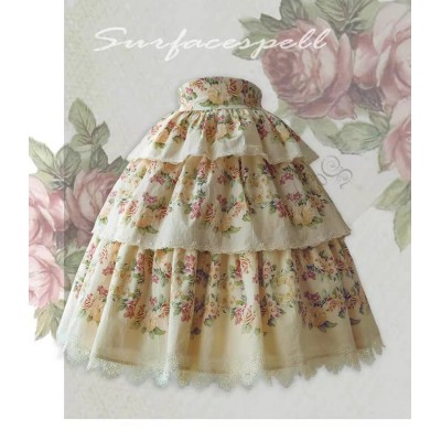 Surface Spell Blooming Roses Over A Porch High Waist Skirt(Leftovers)